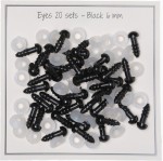 Oczy bezpieczne czarne 6 mm, 20 szt, 17296
