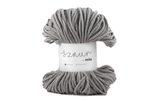Sznurek bawełniany 5 mm, dł 50 m PG122 GLITTER srebrny 