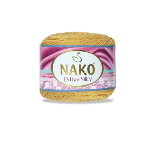 Włóczka Nako Estiva Silky 12925 miodowy bawełna, wiskoza bambusowa,  kocyki, czapeczki, czapki, kardigany, topy, chusty, szale