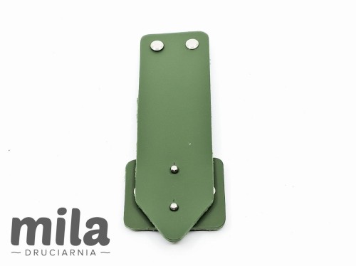 Zapięcie skórzane 15,5 cm, knopik, Z5 zielony