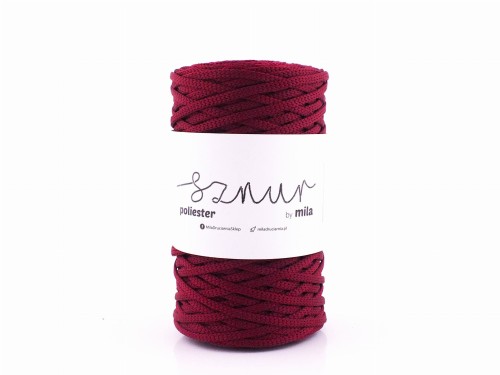 Sznurek poliestrowy  5mm płaski, 50m, 148 wino OUTLET