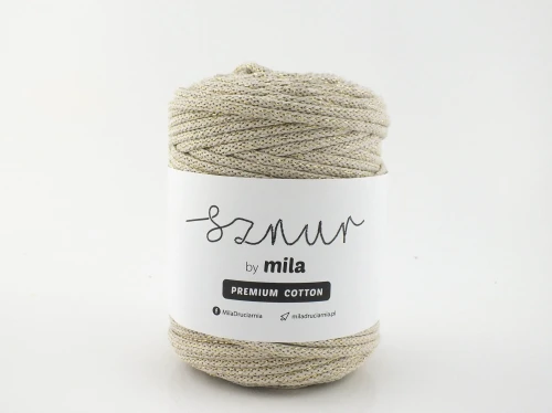 Sznurek 5 mm PREMIUM COTTON GLITTER, 50m PCG119 złoty /OUTLET/