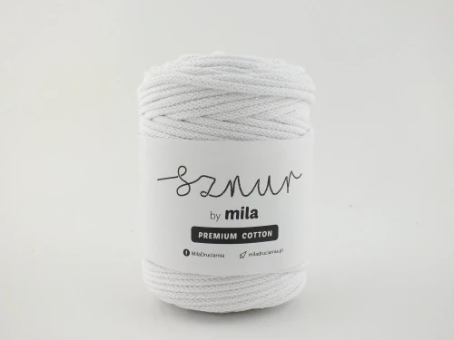 Sznurek 5 mm PREMIUM COTTON GLITTER, 50m PCG101 BIAŁA PERŁA /OUTLET/