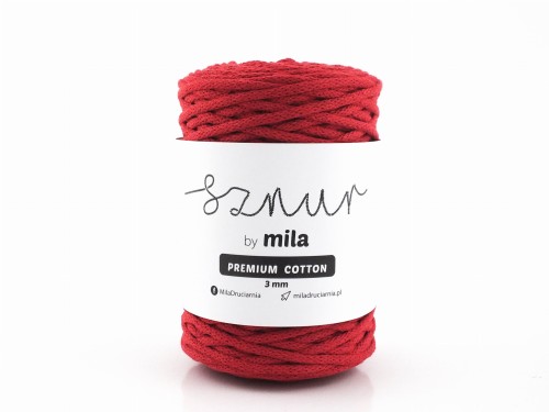 Sznurek 3 mm PREMIUM COTTON, 100m PC36 czerwony