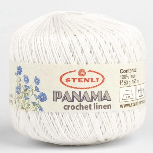 Włóczka lniana Stenli Panama 01 biały