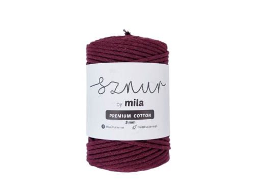 Sznurek 3 mm PREMIUM COTTON, 100m PC21 burgund
