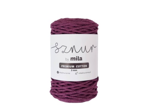 Sznurek 3 mm PREMIUM COTTON, 100m PC23 bakłażan