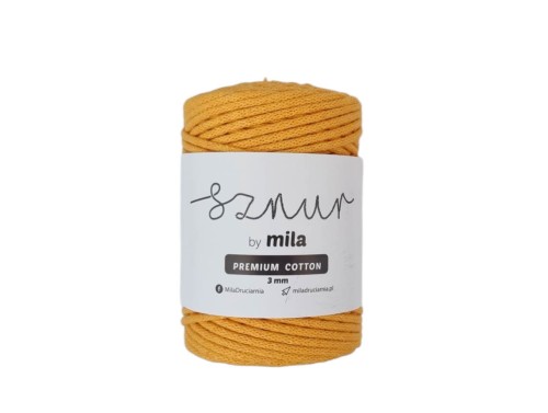 Sznurek 3 mm PREMIUM COTTON, 100m PC40 ciemny żółty