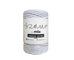Sznurek 3 mm PREMIUM COTTON Glitter, 100m PCG102 srebrna biel