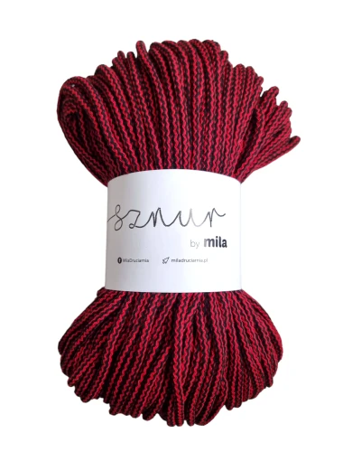 Sznurek bawełniany 5 mm, dł 100 m PM303 MIX czarny/czerwony