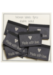 Zestaw naszywek "Made With Love" 35x19 mm, 10 szt, 16173 grafit