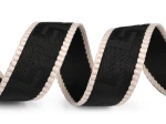 Pasek , taśma ozdobna tekstylna 1 m, szer. 38 mm, CZARNY-BEŻ 
