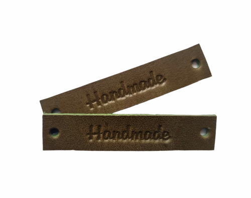 Skórzana naszywka Handmade 6x1,2cm, 23 khaki