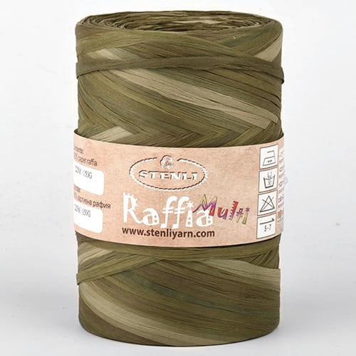 Przędza papierowa Raffia Multi NOWA 03 odcienie khaki, rafia Stenli