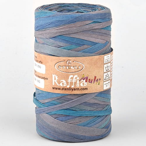 Przędza papierowa Raffia Multi NOWA 05 szare z niebieskim, rafia Stenli
