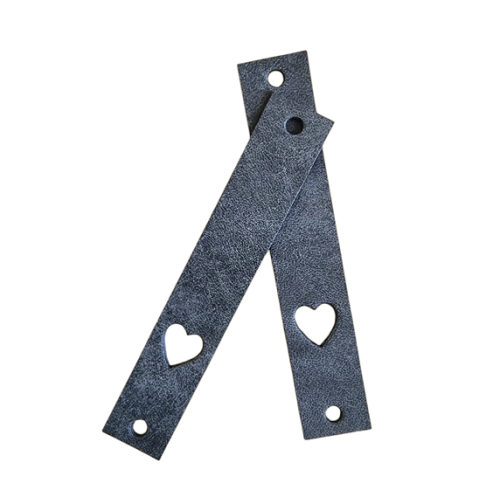 Skórzana naszywka Serce 12x70mm, 11 grafit denim