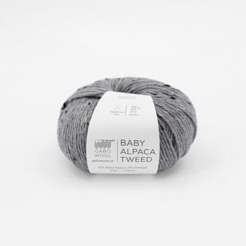 Włóczka GABO WOOL Baby Alpaca Tweed T401 jasny szary, alpaka