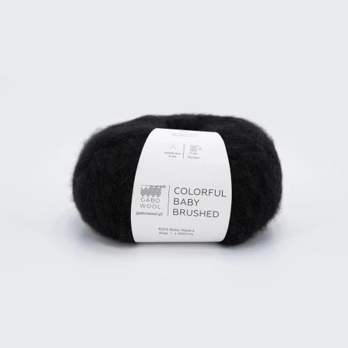 Włóczka GABO WOOL Colorful Baby Brushed 500 czarny, alpaka, alpaca