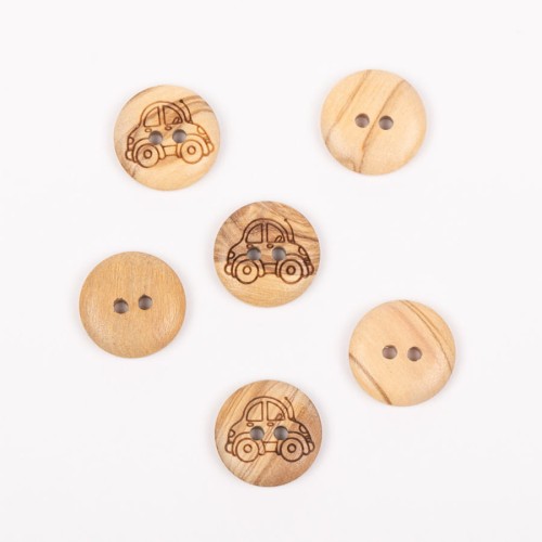Guzik DROPS 806 drewniany z samochodem, 15 mm