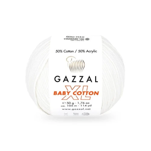 Włóczka Gazzal Baby Cotton XL 3410 ecru, bawełniana, na kocyk, dla dzieci