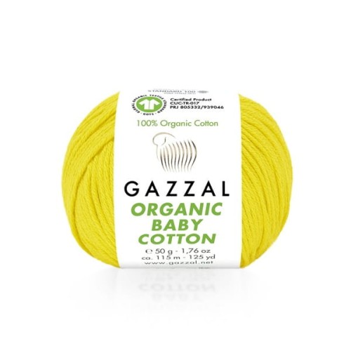 Włóczka Gazzal Organic Baby Cotton 420 cytrynowy