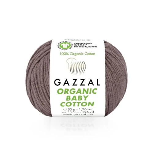 Włóczka Gazzal Organic Baby Cotton 433 brązowy, bawełna organiczna