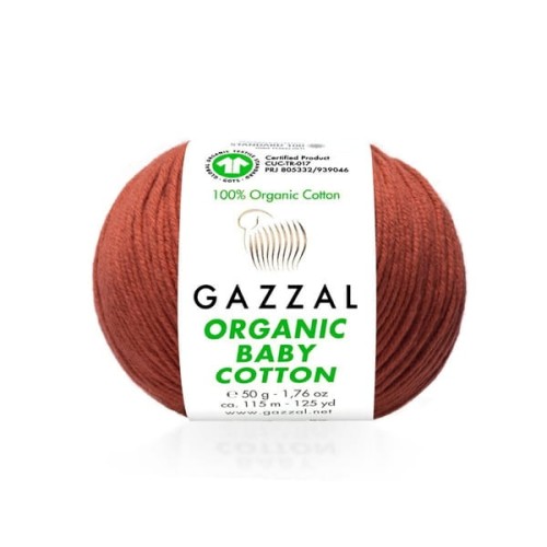 Włóczka Gazzal Organic Baby Cotton 445 rdzawy, bawełna organiczna