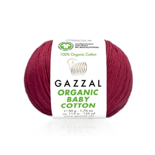 Włóczka Gazzal Organic Baby Cotton 429 ciemna czerwień