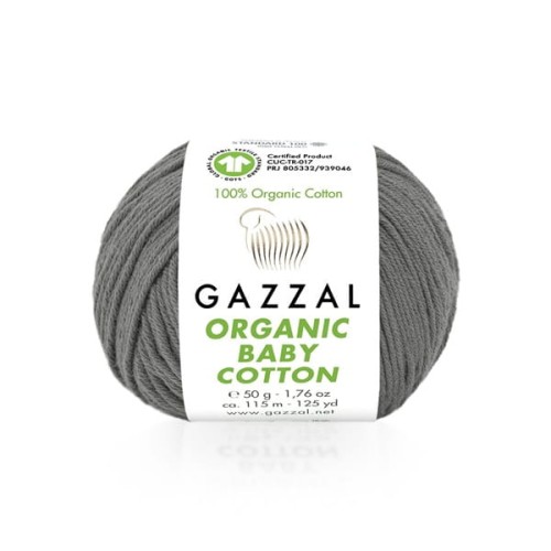 Włóczka Gazzal Organic Baby Cotton 435 ciemny szary