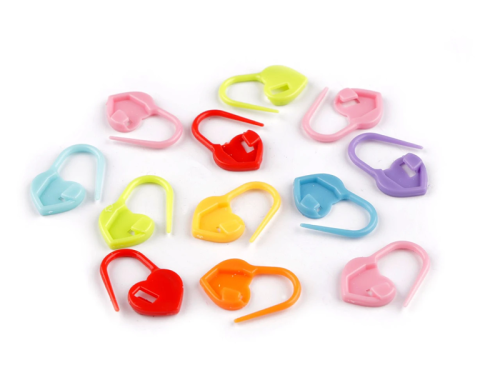 Kolorowe markery serduszka 14x24 mm do zaznaczania oczek w robótkach, akcesoria dziewiarskie Mila Druciarnia