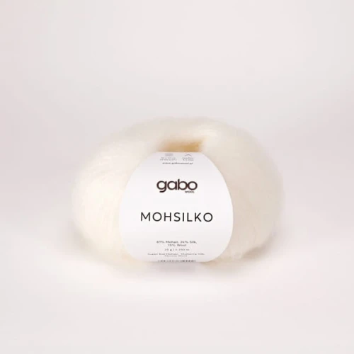 Włóczka GABO WOOL MOHSILKO 100 naturalna biel, moher, jedwab, merino