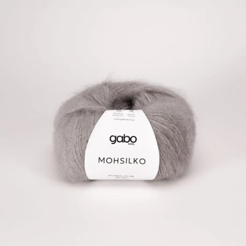Włóczka GABO WOOL MOHSILKO 4400 szary pył, moher, jedwab, merino