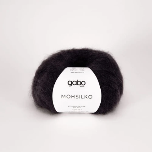 Włóczka GABO WOOL MOHSILKO 500 czerń, moher, jedwab, merino