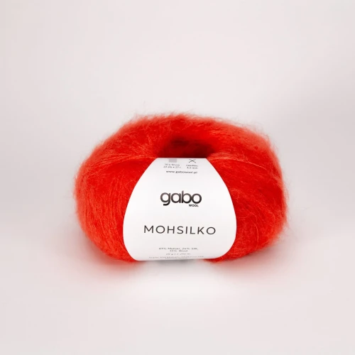 Włóczka GABO WOOL MOHSILKO 4301 czerwona pomarańcza, moher, jedwab, merino