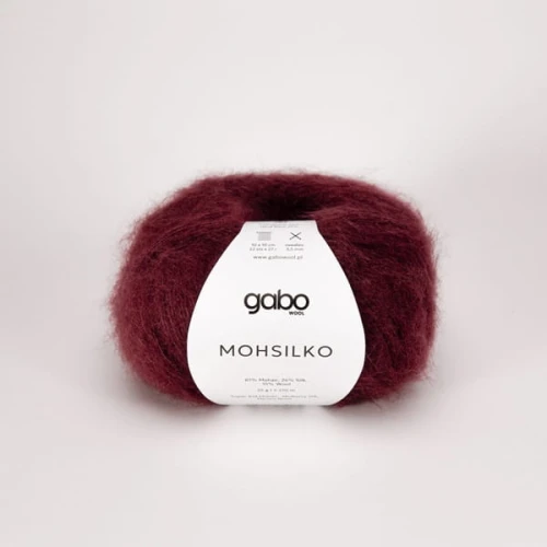 Włóczka GABO WOOL MOHSILKO 4212 burgund, moher, jedwab, merino