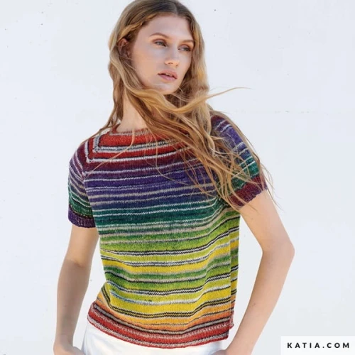 wzor-dzianina-szydelko-kobieta-t-shirt-wiosna-lato-katia-8041-456-g.jpg Włóczka Katia Concept Bellino 150g,