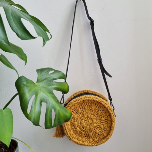 Baza do torebki, Moon Z 20/6, zestaw, kolor czarny, skórzana, skóra naturalna, okrągła, torebka wykonana na bazie moon ze sznurka bawełnianego premium cotton by mila