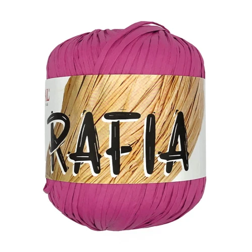 Włóczka RAFIA Mondial, 986 fuksja raffia, przędza papierowa, papierowa taśma, kapelusze, torby plażowe, kosze, home decor, maty, podkładki, osłonki, boho, obręcze, lustra.