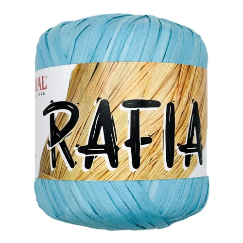 Włóczka RAFIA Mondial, 886 błękitny raffia, przędza papierowa, papierowa taśma, kapelusze, torby plażowe, kosze, home decor, maty, podkładki, osłonki, boho, obręcze, lustra.