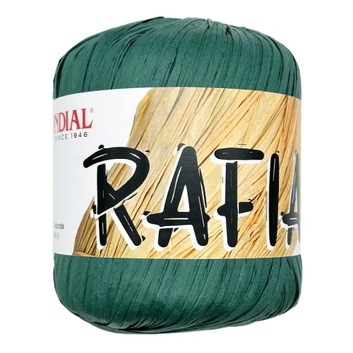 Włóczka RAFIA Mondial, 887 zielony  raffia, przędza papierowa, papierowa taśma, kapelusze, torby plażowe, kosze, home decor, maty, podkładki, osłonki, boho, obręcze, lustra.