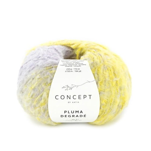 Włóczka Katia Concept Pluma Degrade, 207 cytrynowo żółty-lawenda