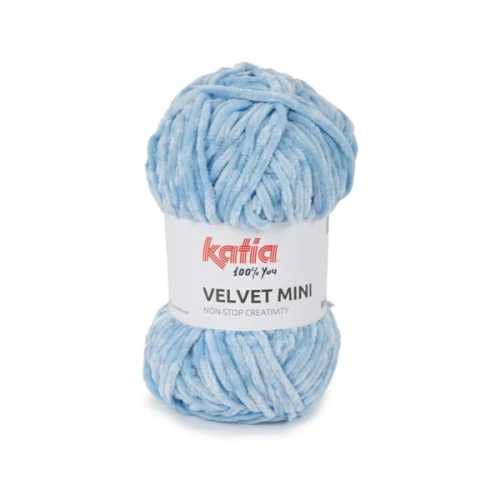Włóczka Katia Velvet MINI 219 jasnoniebieskie niebo dolphin, szenilowa, na zabawki, amigurumi, pluszowa, misiowata, miziata, puszysta, futerkowa, Himalaya delfin, poliester, poliestrowa, z włoskami
