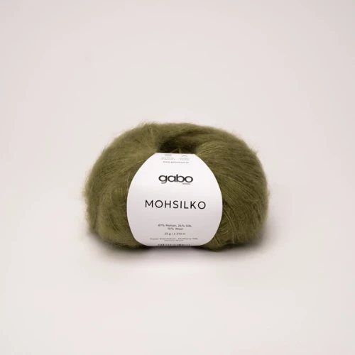 Włóczka GABO WOOL MOHSILKO 4612 oliwkowa zieleń, moher, jedwab, merino