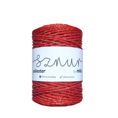 Sznurek poliestrowy 3mm Glitter, 100m, GZ113 czerwone złoto OUTLET