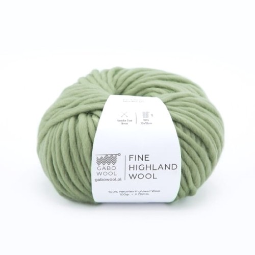 Włóczka GABO WOOL Fine Highland Wool 2058 zielona szałwia, wełna peruwiańska, niedoprzęd, czesanka