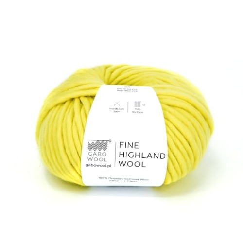 Włóczka GABO WOOL Fine Highland Wool 2224 cytryna, wełna peruwiańska, niedoprzęd, czesanka