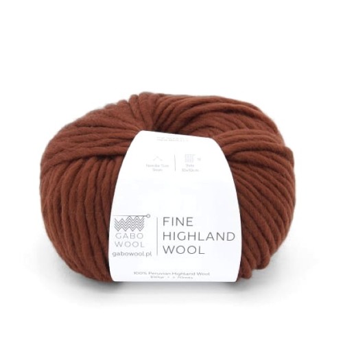 Włóczka GABO WOOL Fine Highland Wool 2729 rdzawy brąz, wełna peruwiańska, niedoprzęd, czesanka