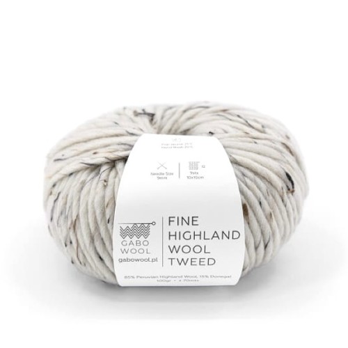 Włóczka GABO WOOL Fine Highland Wool Tweed T100 naturalny, wełna peruwiańska, niedoprzęd, czesanka