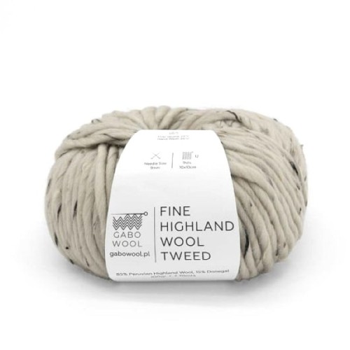 Włóczka GABO WOOL Fine Highland Wool Tweed T402 piasek, wełna peruwiańska, niedoprzęd, czesanka