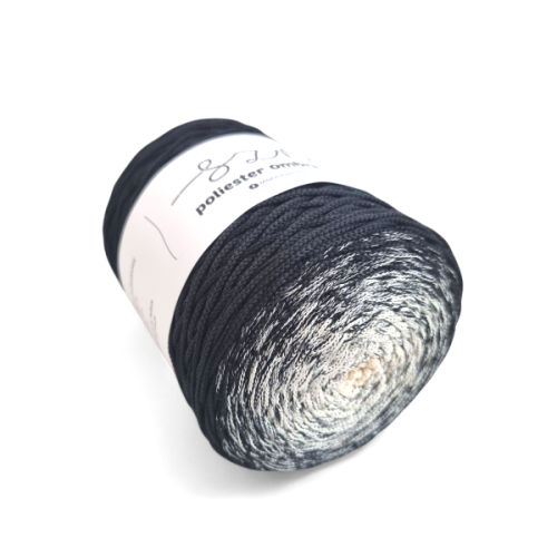 Sznurek poliestrowy OMBRE 3 mm, 300m OM01 kremowy/czarny